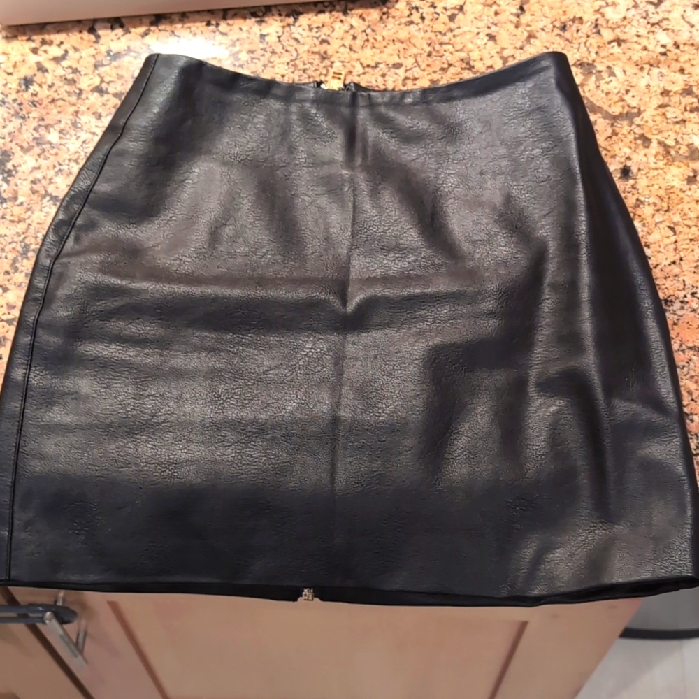 All Things Golden Vegan Leather Mini Skirt